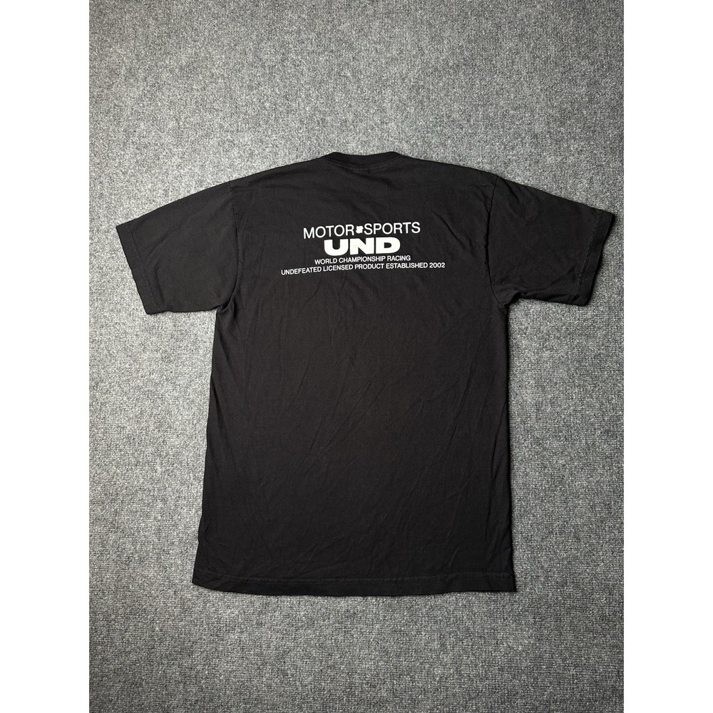 Mens T-Shirt Undefeated Motorsports Black White Logo Made in USA, Size M